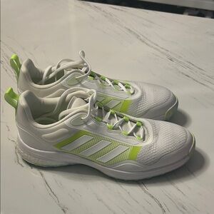 adidas White with Neon Yellow Accent Running Shoes